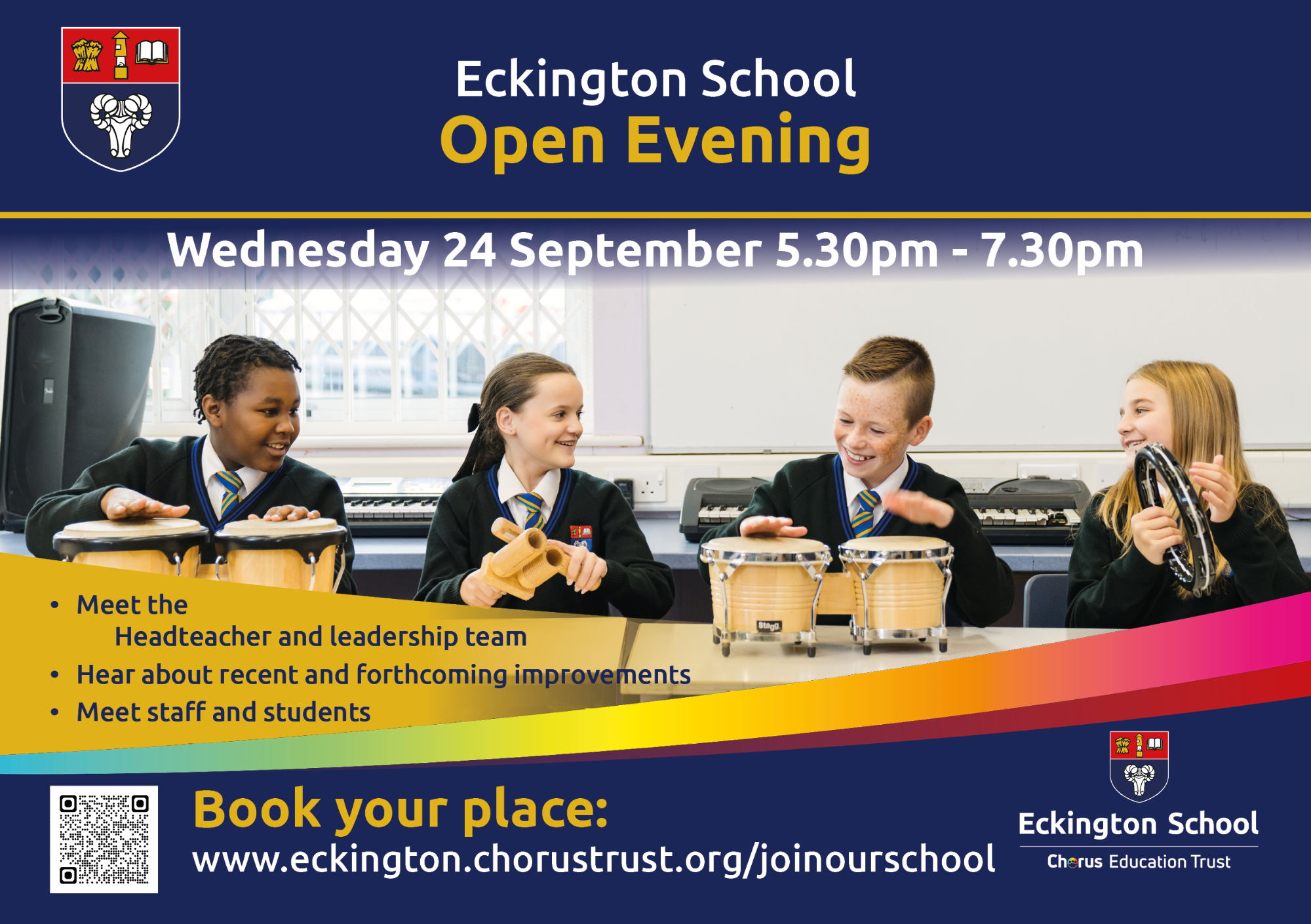 Advert for open evening on Wednesday 24 September 2025
