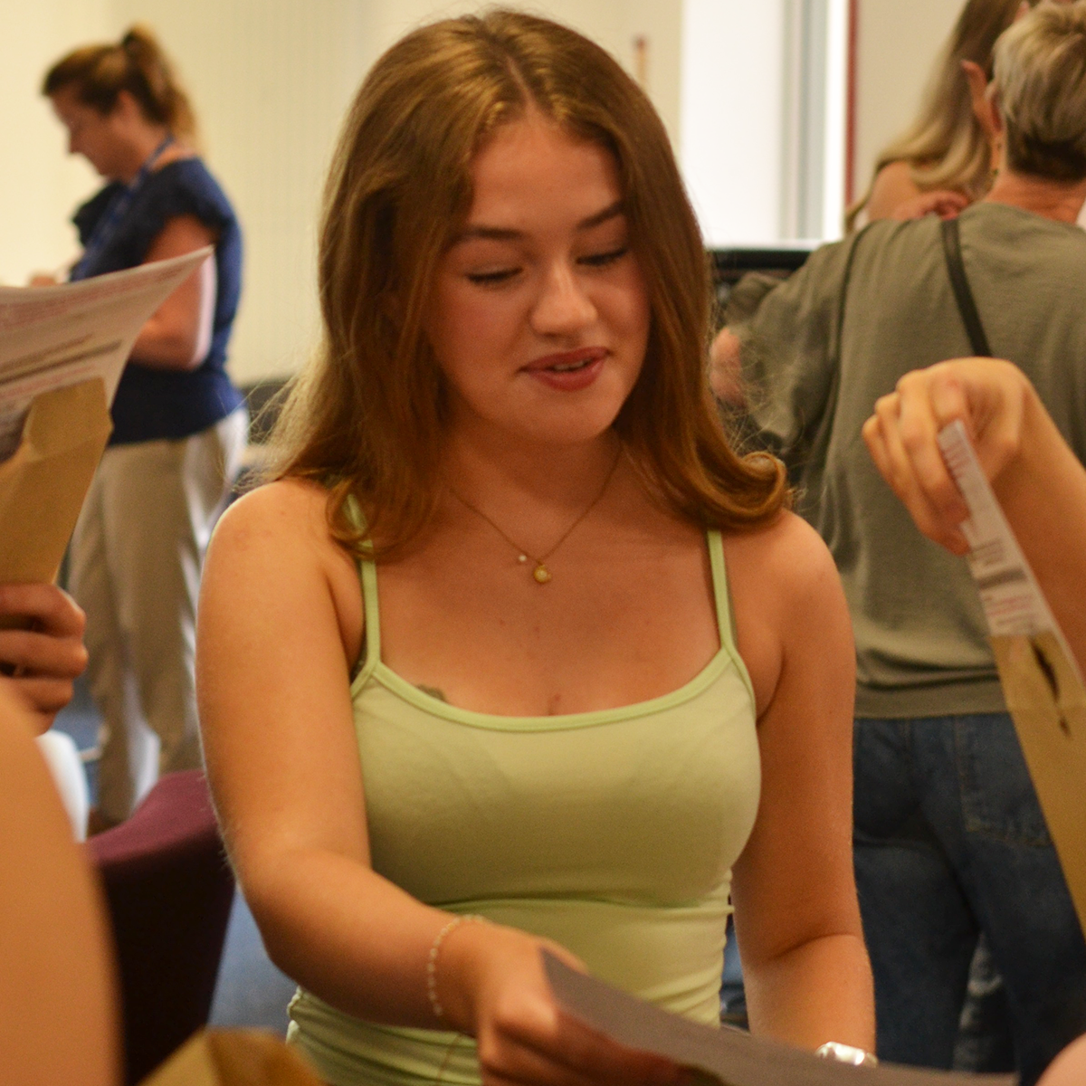 Eckington sixth formers receiving their exam results
