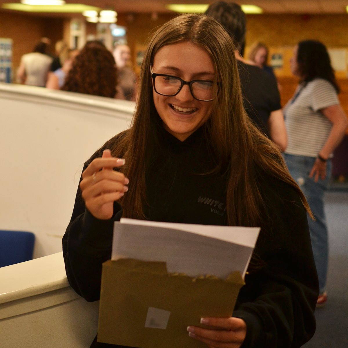 Eckington sixth formers receiving their exam results