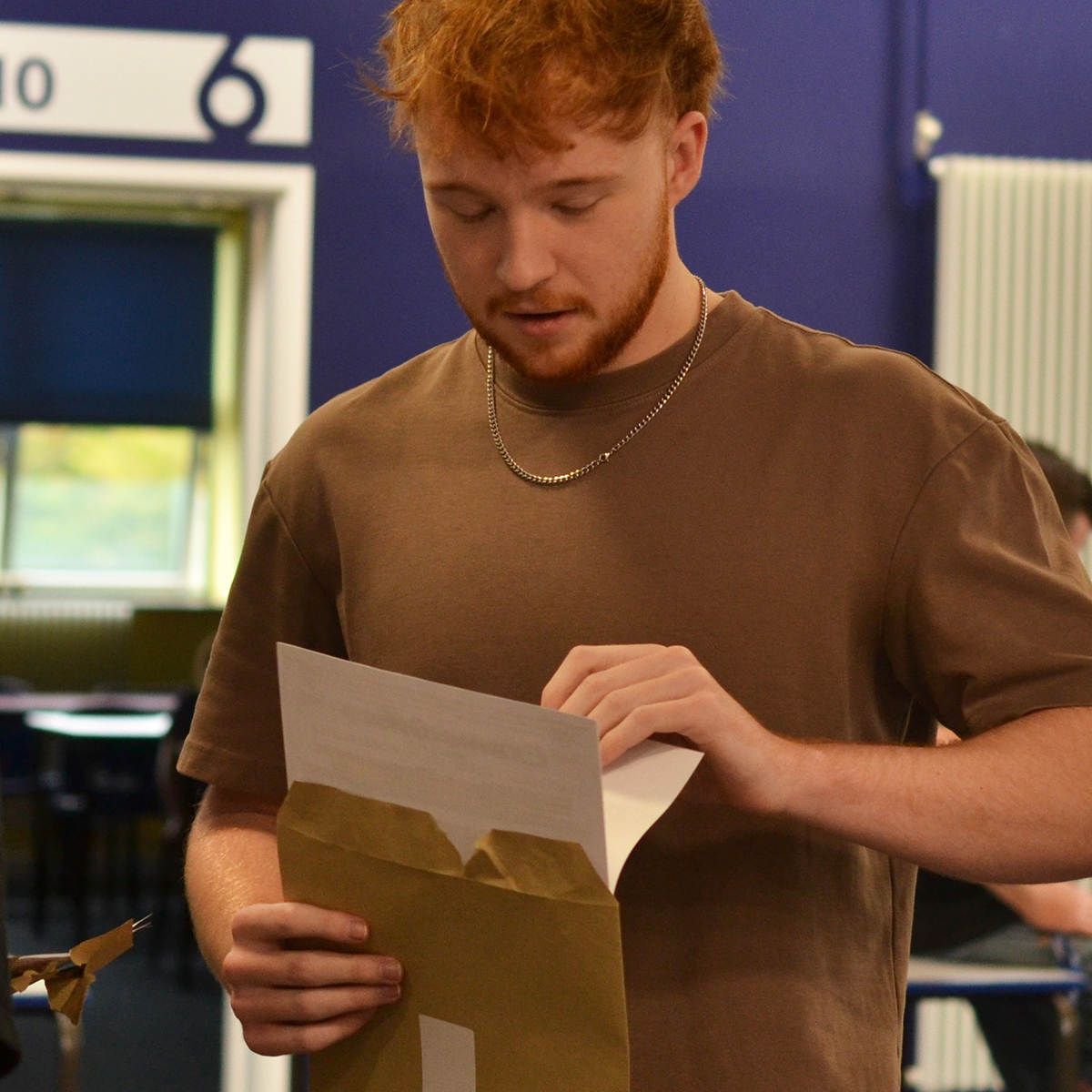 Eckington sixth formers receiving their exam results