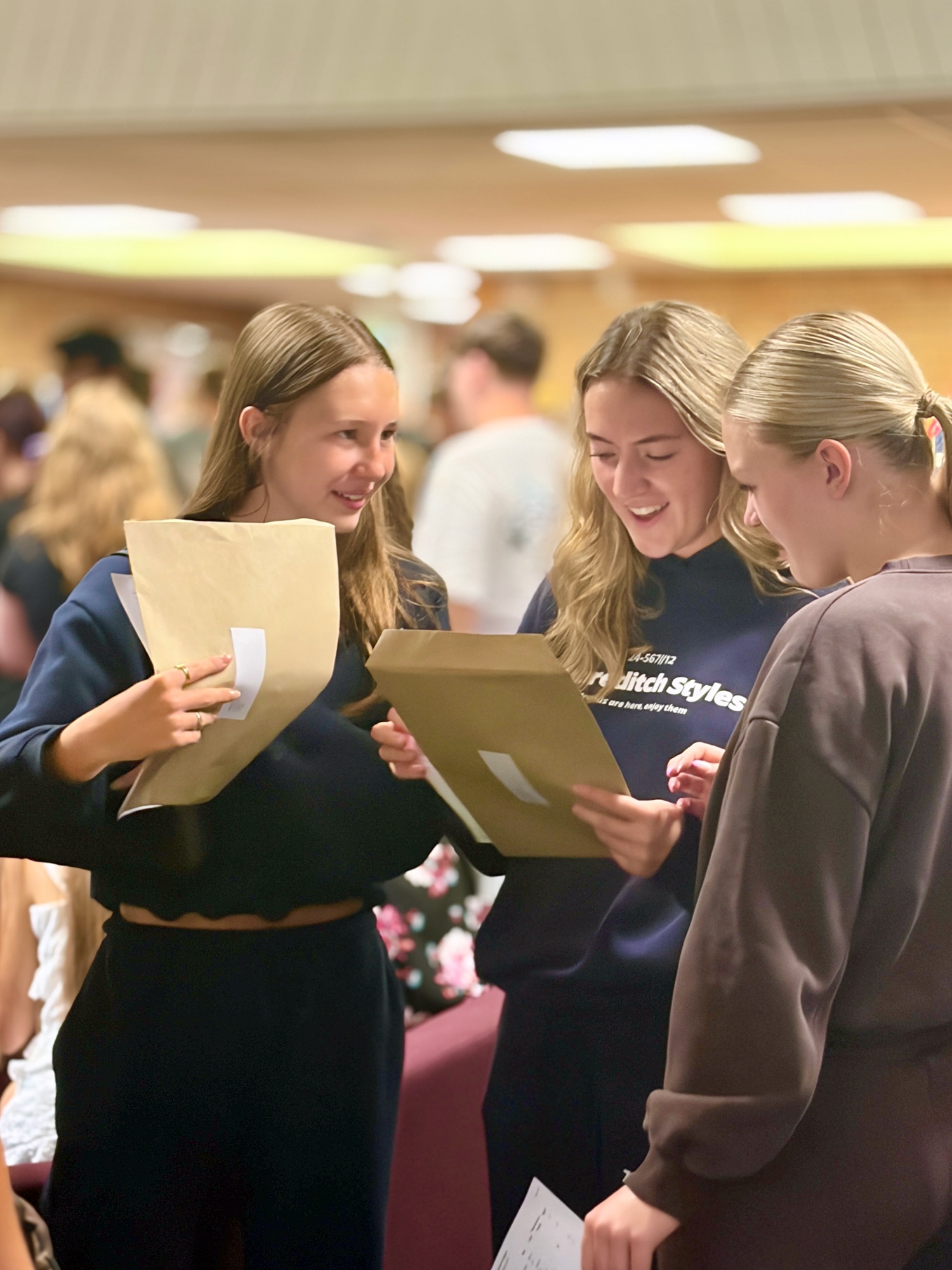 Eckington School students opening and celebrating their GCSE results