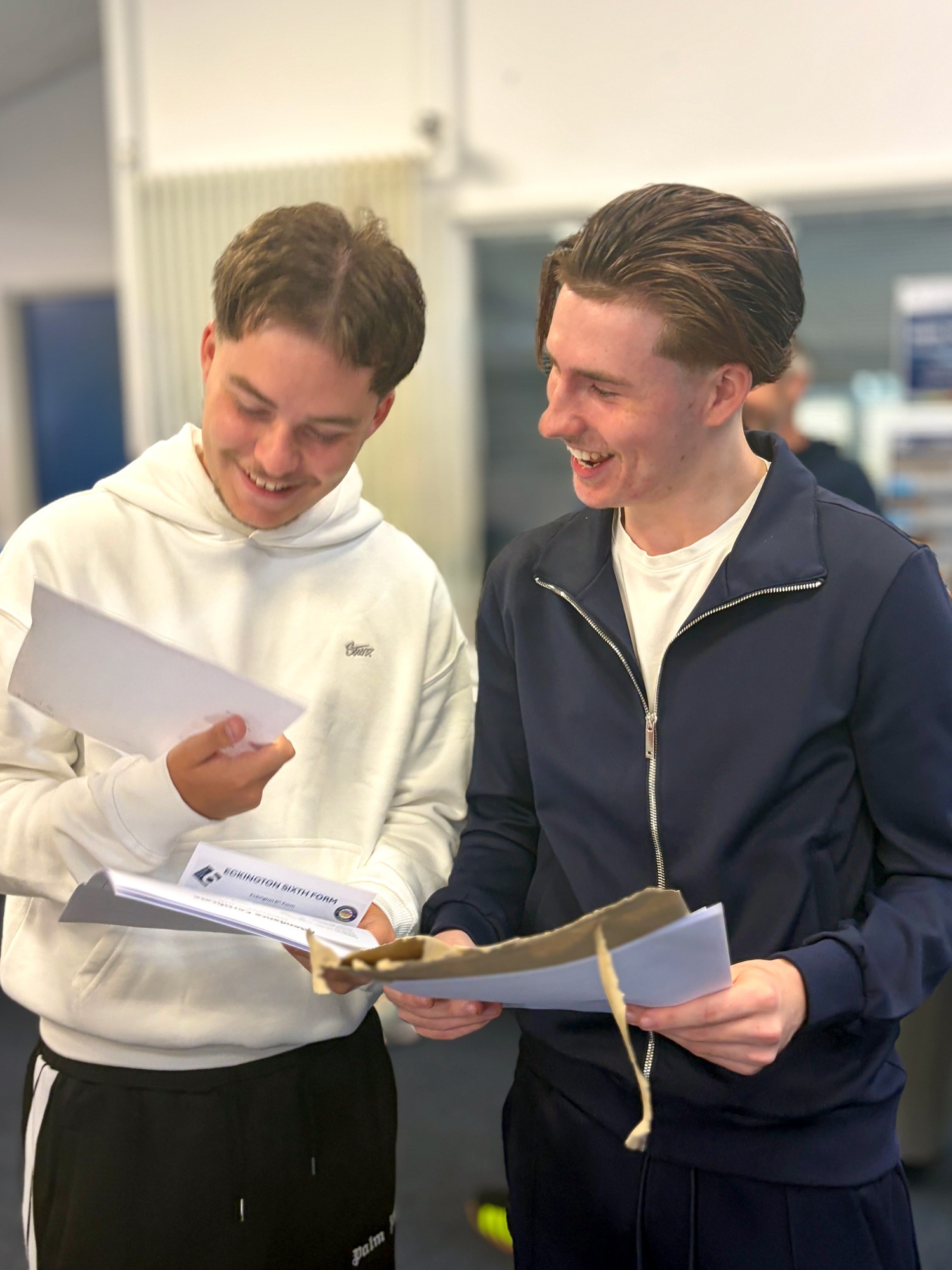 Eckington School students opening and celebrating their GCSE results
