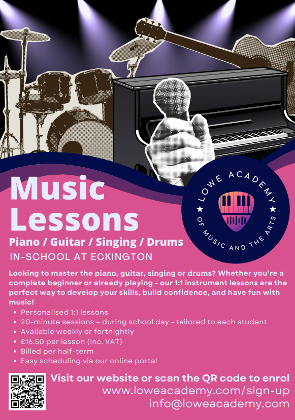 Information leaflet about instrument lessons and link to pdf