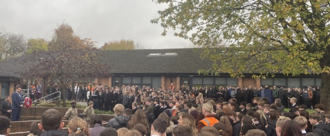 Students and staff at Eckington School attend Armistice Day ceremony
