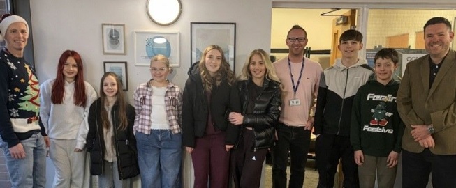 Eckington School students and staff with their record donations to local Eckington Foodbank